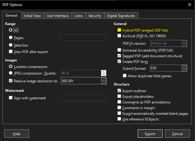 Cómo crear un archivo PDF híbrido en LibreOffice